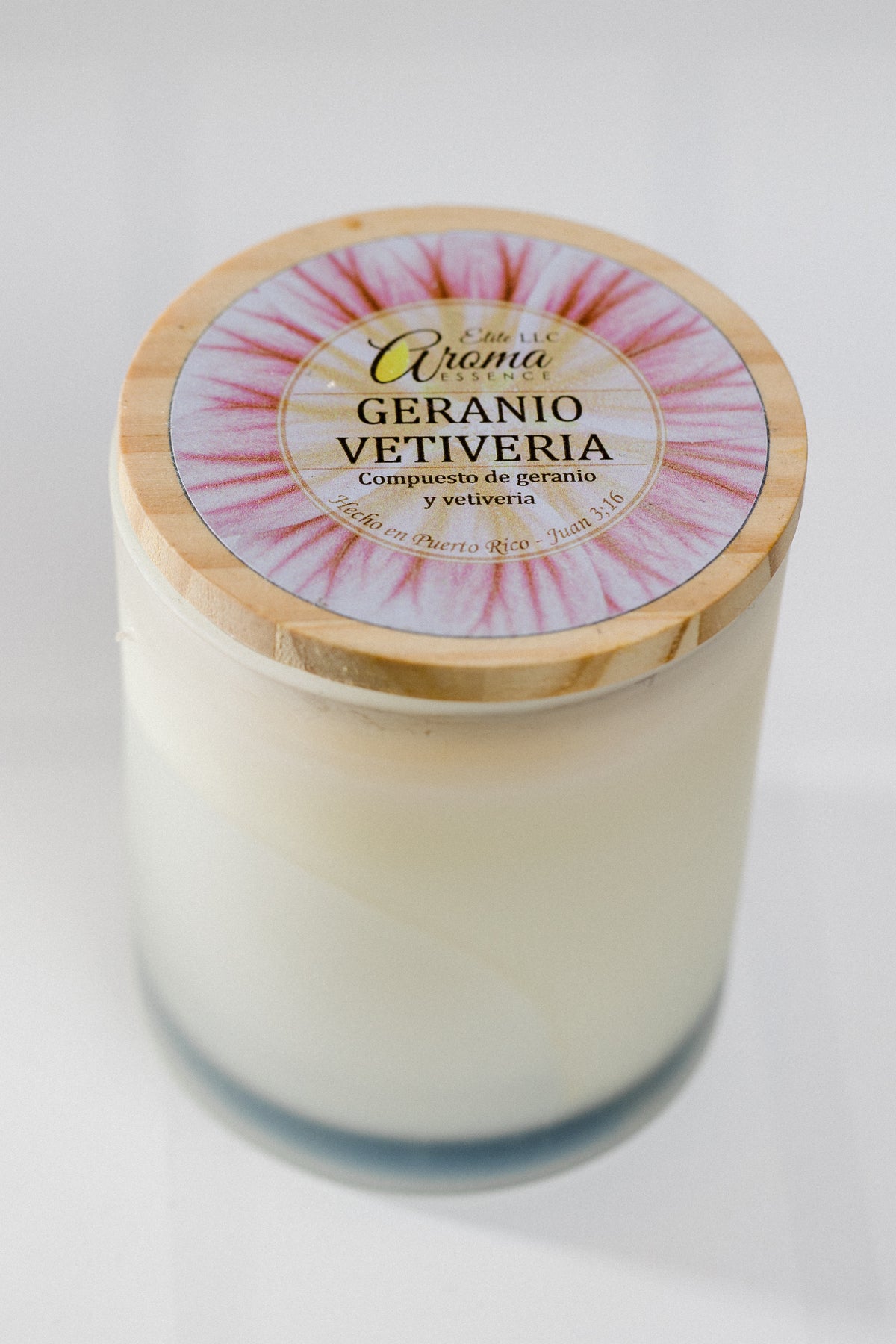 Vela Aromática Geranio y Vetiveria – 10 oz
